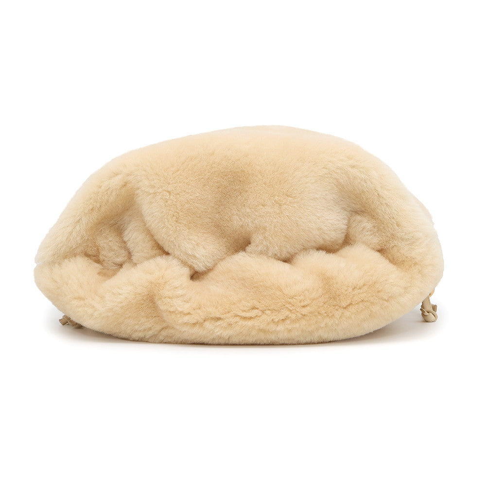 Bottega Veneta Valve Tote Bag Beige Fur