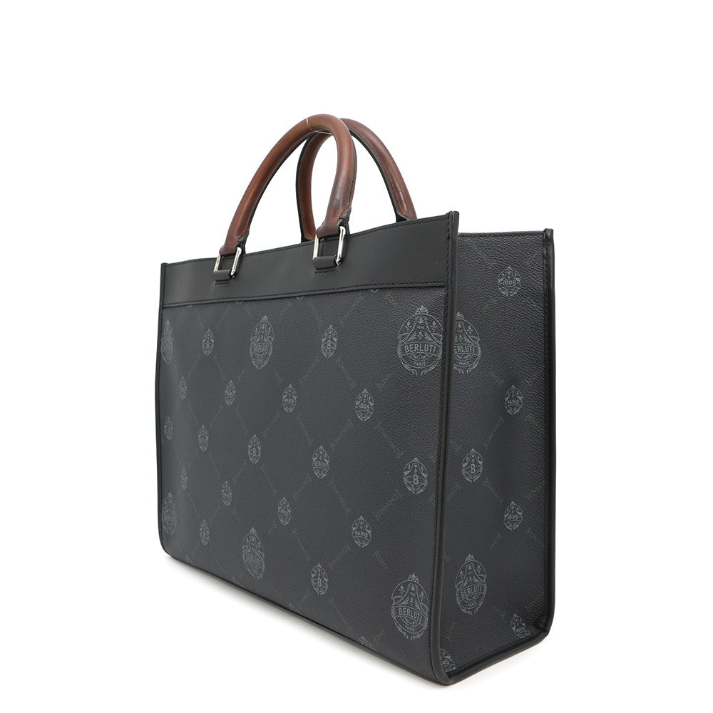 Berluti URIS 2way Tote Black/Brown Leather PVC Size Small