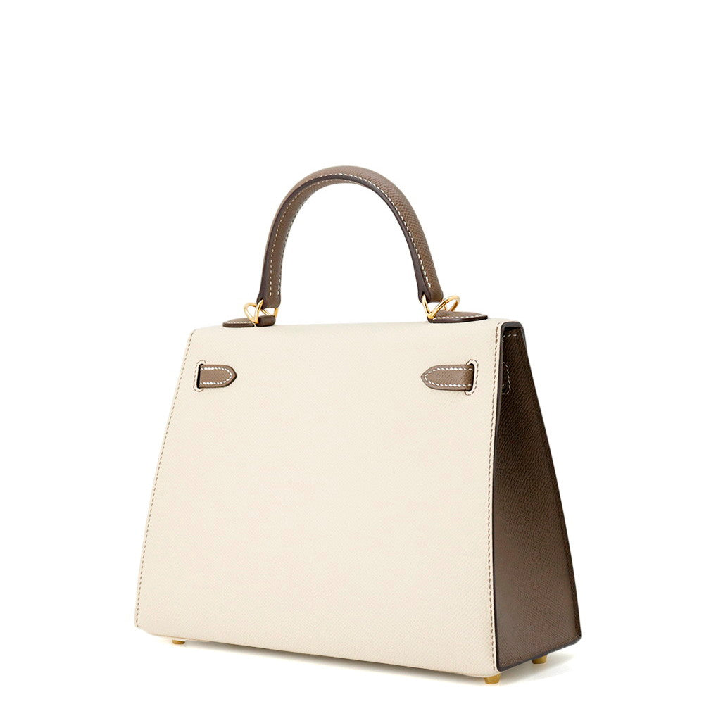 HERMES Kelly Sellier SPO Craie/Etoupe Epsom Size 25