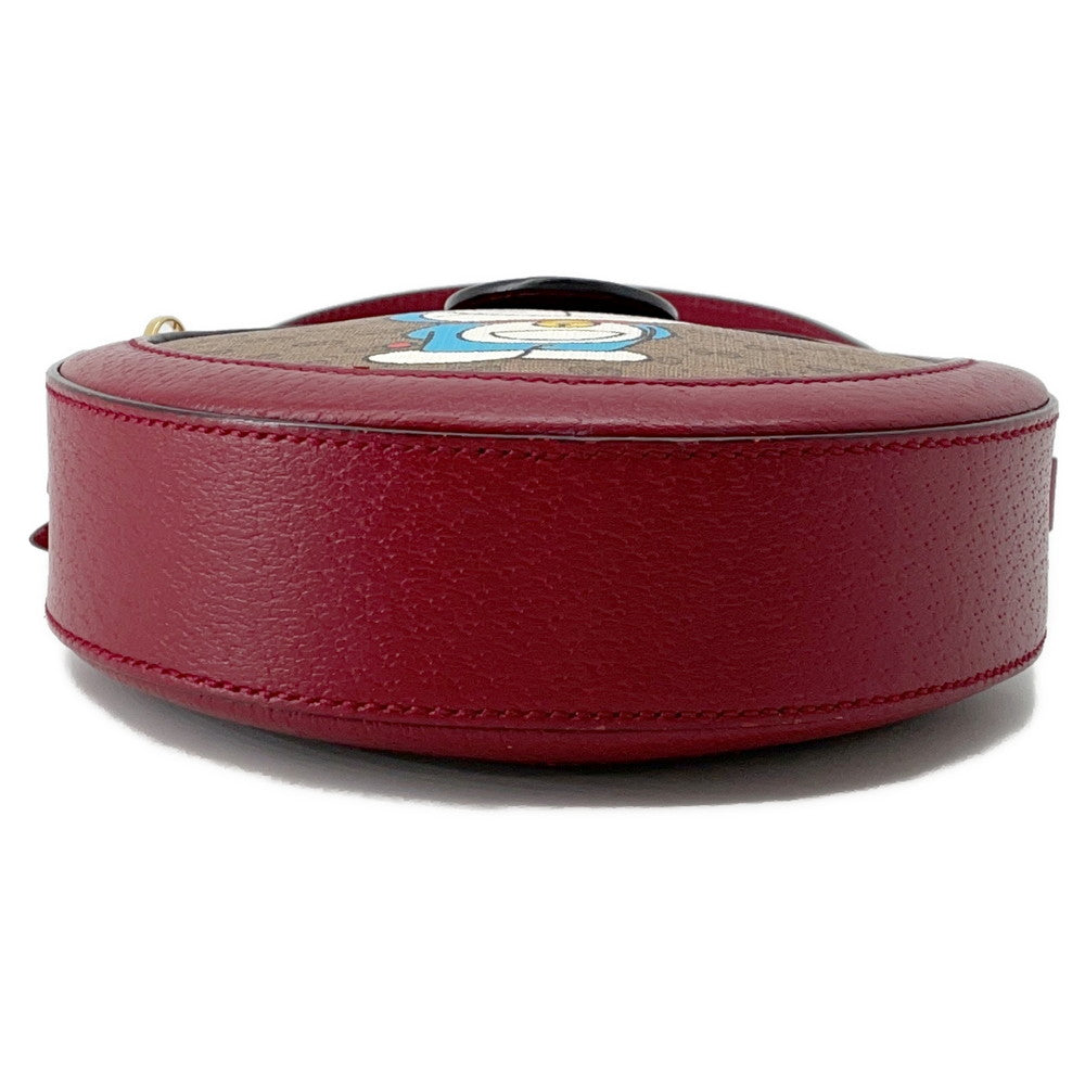 GUCCI GG Supreme Round Shoulder Bag Doraemon Collaboration Brown/Red625216 PVC Leather