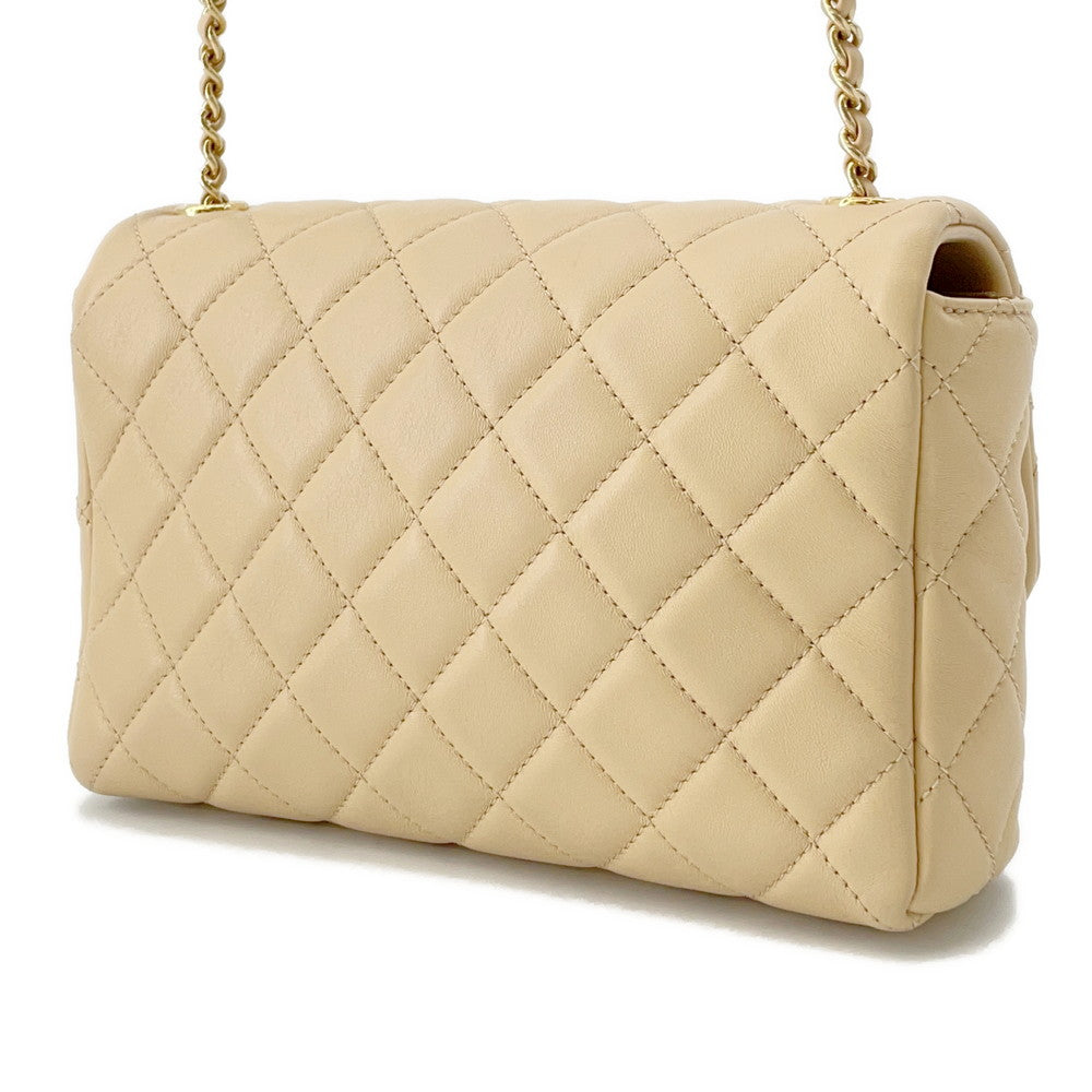CHANEL Matelasse ChainShoulder Bag Beige Lambskin