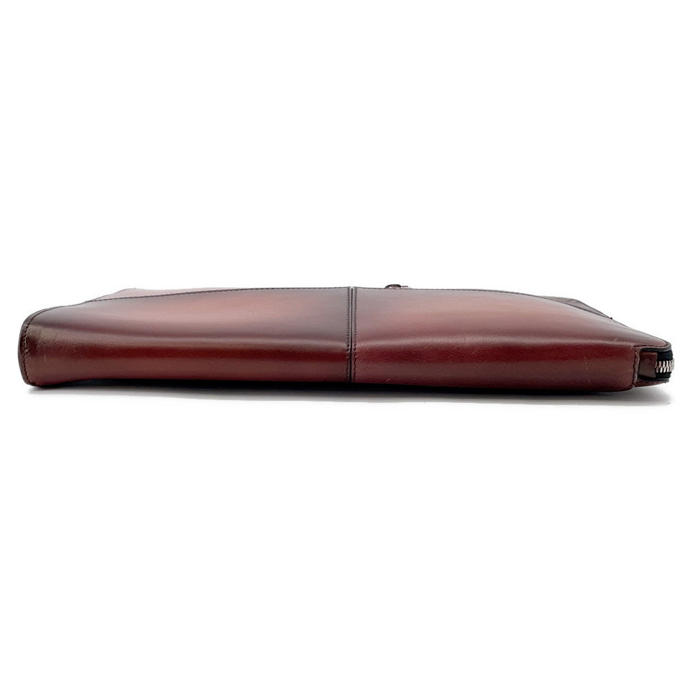 Berluti Nino TGM Calligraphy Clutch Bag Brown Leather Size TGM