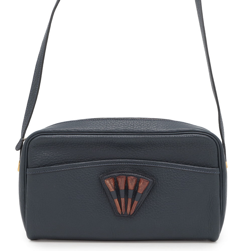 HERMES Golf Tee Shoulder Bag Navy Fjord Leather