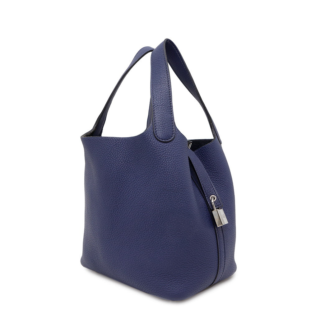 HERMES Picotin Lock Blue Encre Taurillon Clemence Size PM