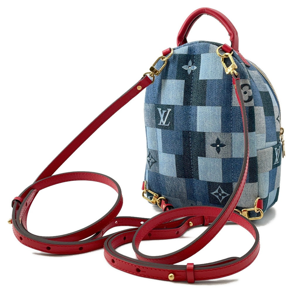 LOUIS VUITTON Palm Springs Backpack Blue/RedM45043 Monogram Denim Size MINI