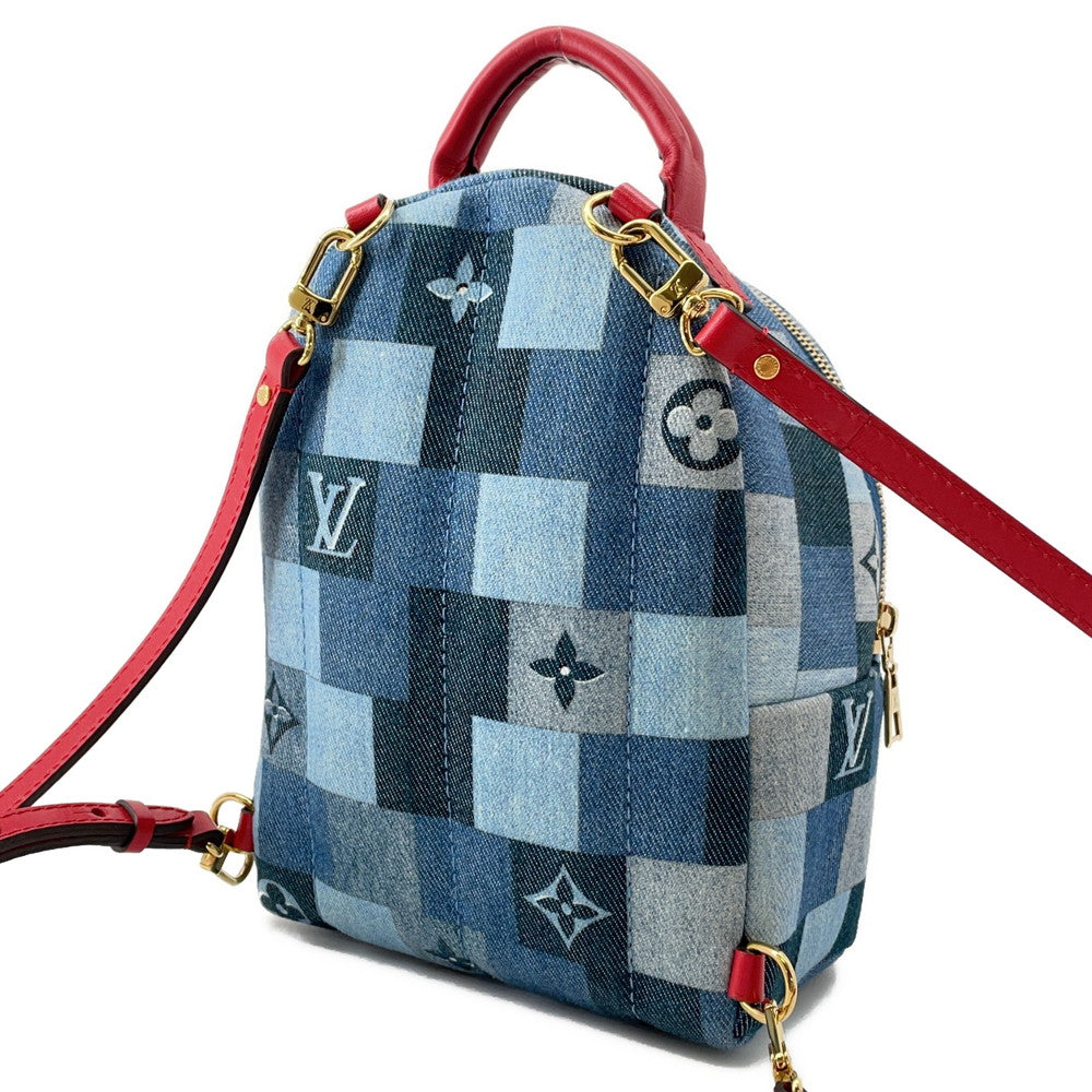 LOUIS VUITTON Palm Springs Backpack Blue/RedM45043 Monogram Denim Size MINI