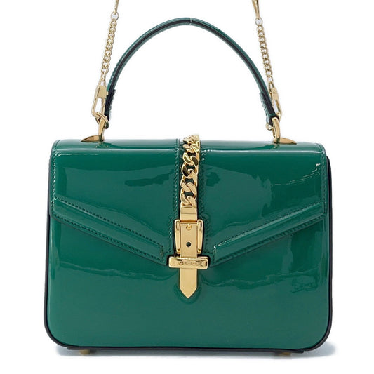 GUCCI Sylvie 2wayBag Green589479 Patent Leather