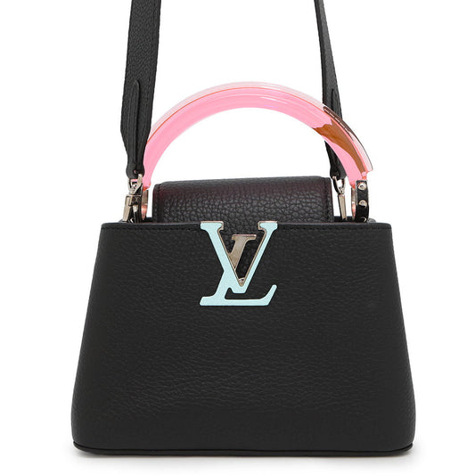 LOUIS VUITTON Capucines Noir/PinkM56072 Taurillon Leather Plexiglas Size Mini