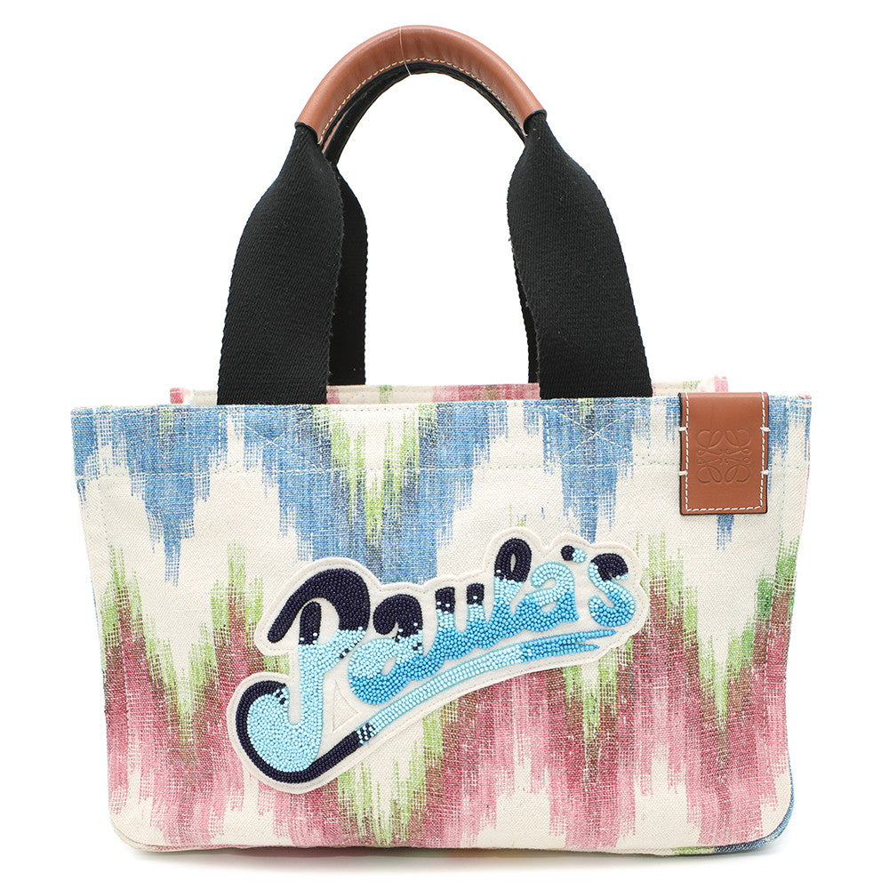 LOEWE Paula Ibiza Beach Cabas Tote Bag Multicolor Canvas Bijoux