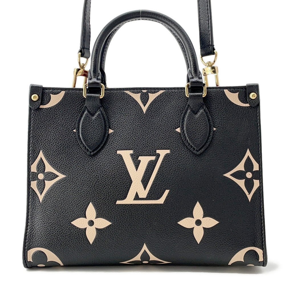 LOUIS VUITTON Onthego Noir/BeigeM45659 Bicolor Monogram Empreinte Leather Size PM