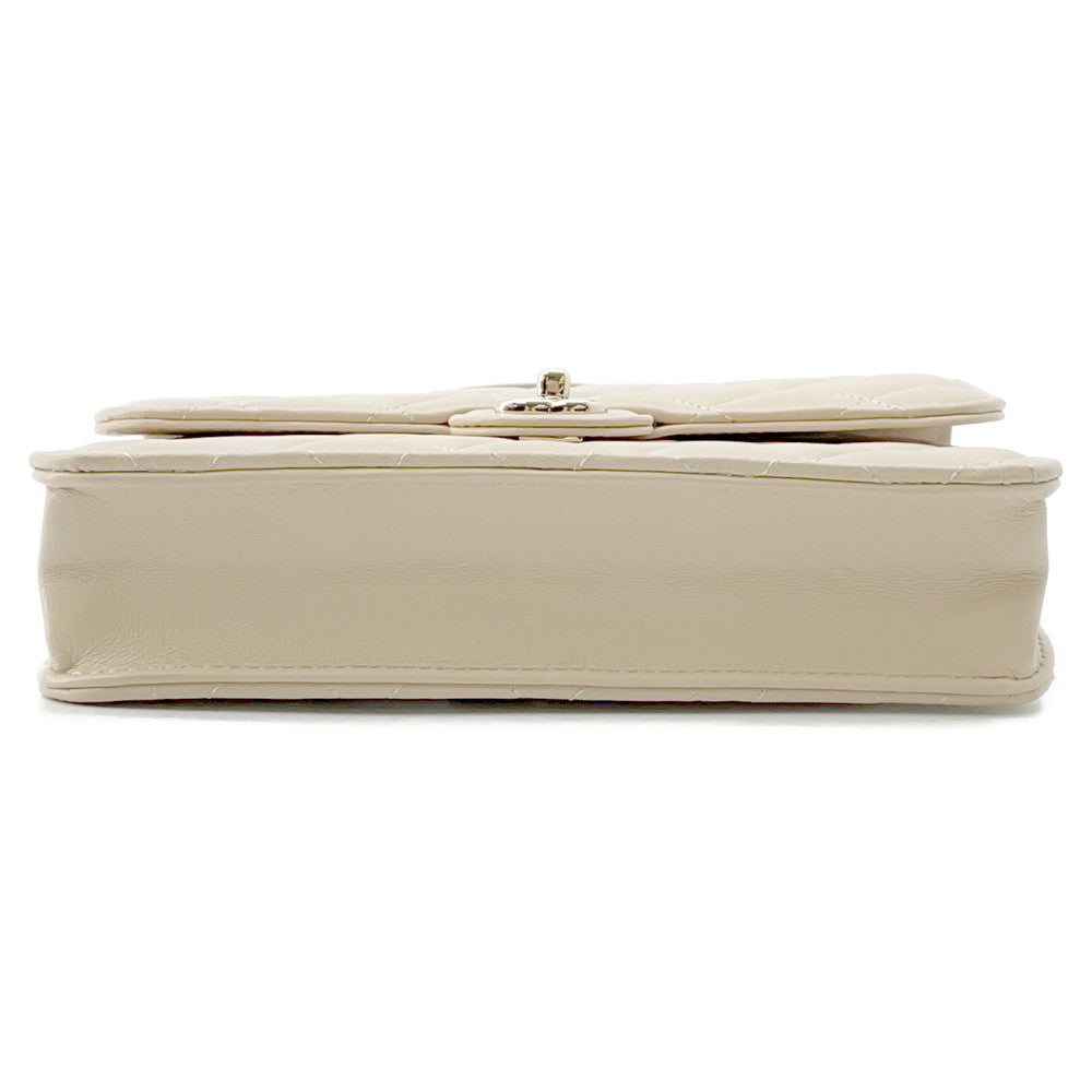 CHANEL Matelasse Top Handle Mini Chain Backpack Beige Lambskin