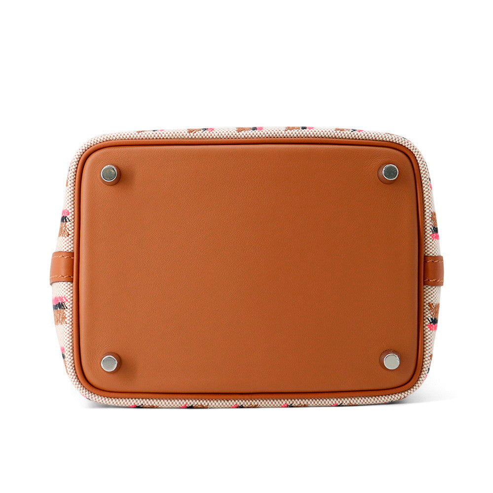 HERMES Picotin Lock Blanket Ecru/Beige/Fauve/Rose Pop/Gold/Black Toile H Swift Leather Size PM