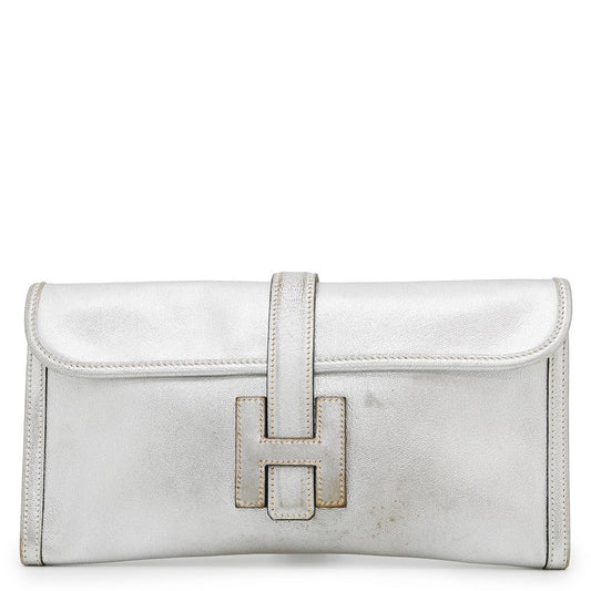 HERMES Jige Athens Olympics Limited Silver Chevre Myzore Goatskin
