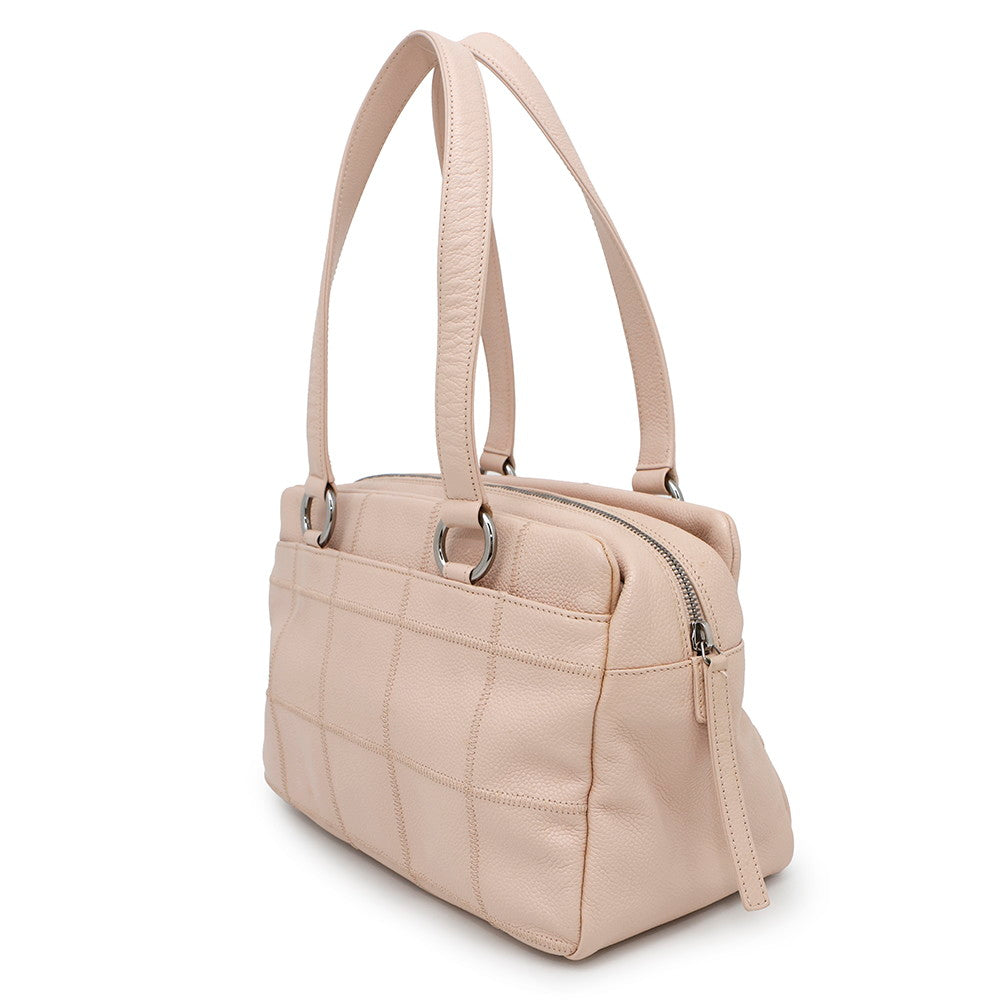 CHANEL Chocolate Bar Tote Bag Pink Leather