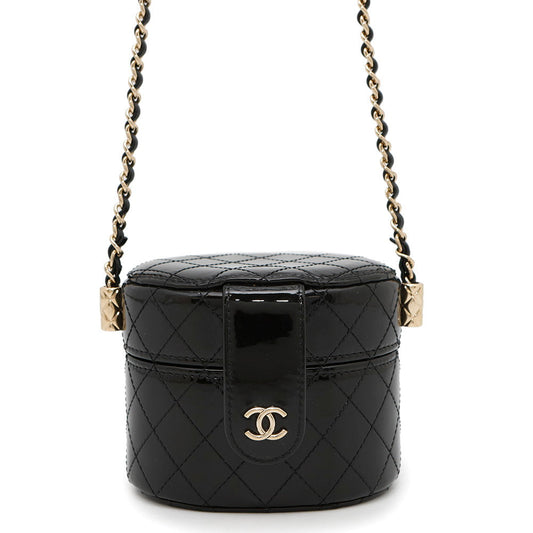CHANEL Matelasse Mini Chain Vanity BlackAP1616 Patent Leather
