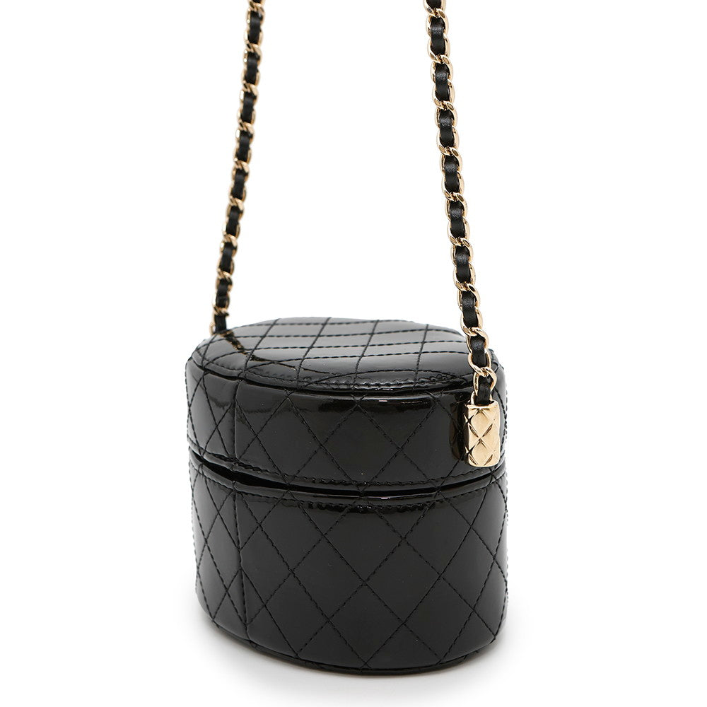 CHANEL Matelasse Mini Chain Vanity BlackAP1616 Patent Leather