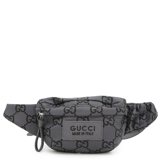 GUCCI GG Recycled Polyester Belt Bag Gray/Black767934 Eco-friendly NylonGG Polyester