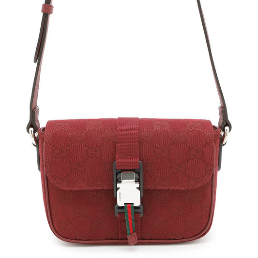 GUCCI GG Canvas Shoulder Bag Rosso Ancora802100 Canvas Leather