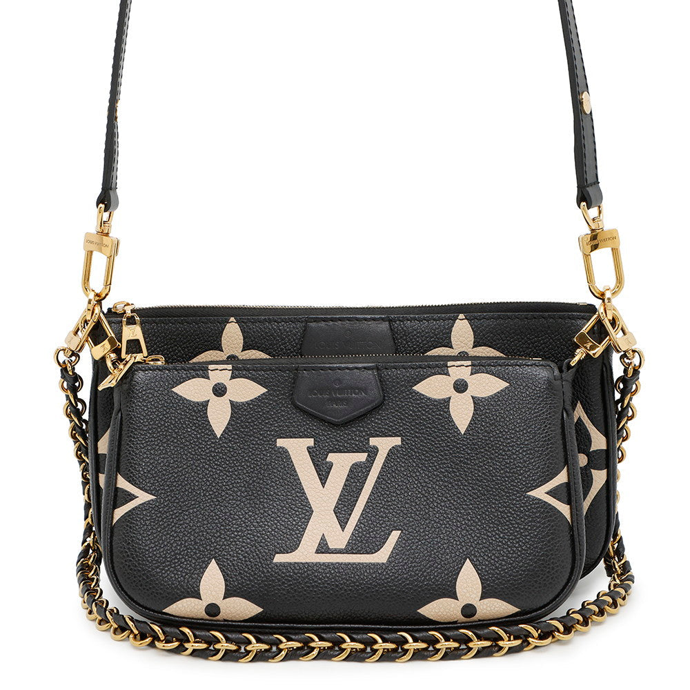 LOUIS VUITTON Multi Pochette Accessoires Noir/BeigeM45777 Bicolor Monogram Empreinte Leather