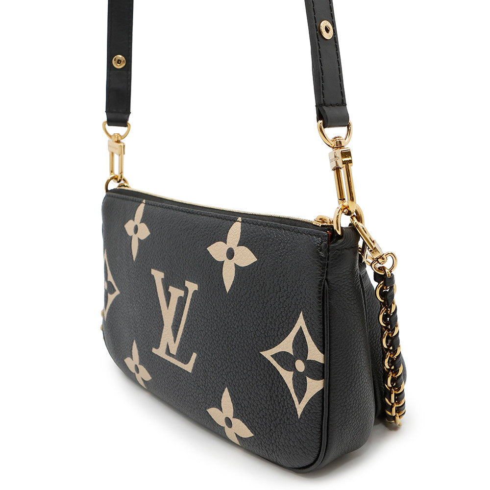 LOUIS VUITTON Multi Pochette Accessoires Noir/BeigeM45777 Bicolor Monogram Empreinte Leather