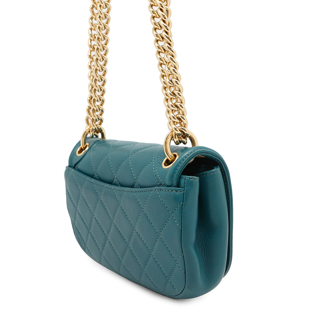 CHANEL Matelasse Chain Shoulder Bag Green Leather