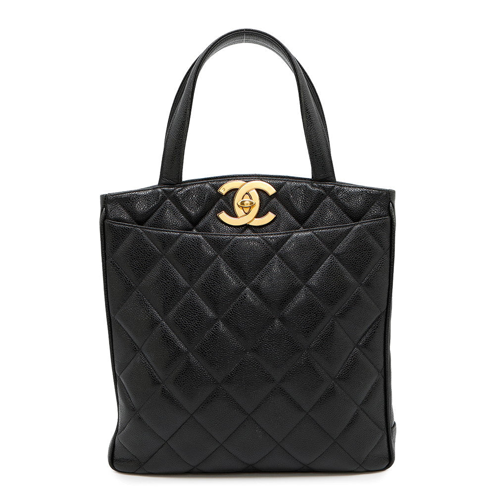 CHANEL Decacoco Tote Bag Black Caviar Leather