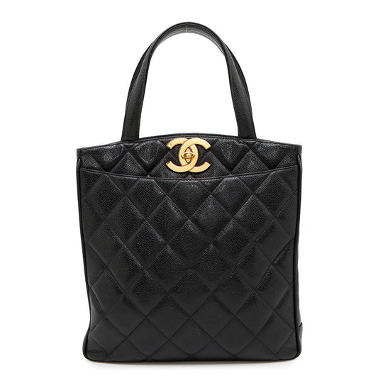 CHANEL Decacoco Tote Bag Black Caviar Leather