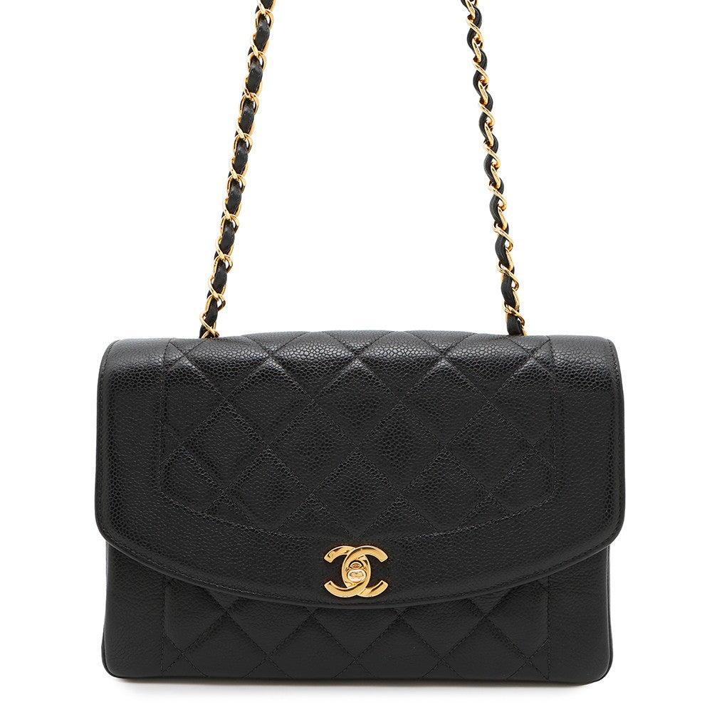 CHANEL Diana ChainShoulder Bag BlackA01165 Caviar Leather Size 25