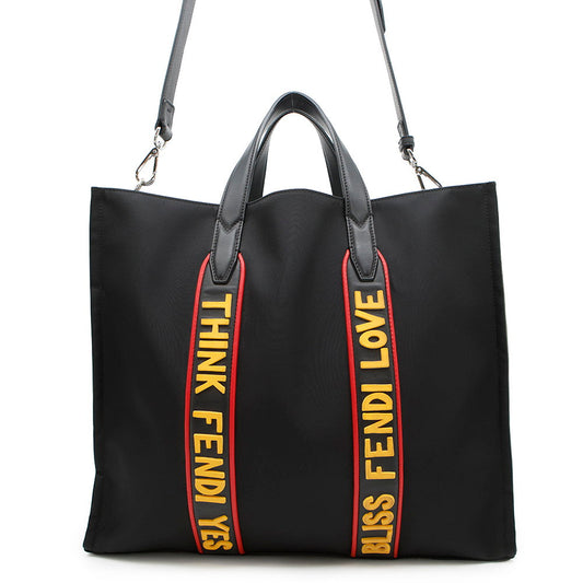 FENDI 2wayTote Bag Black/Khaki7VA390 Nylon Leather