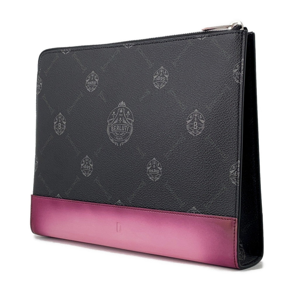 Berluti Nino Volume Clutch Bag Black/Pink Leather