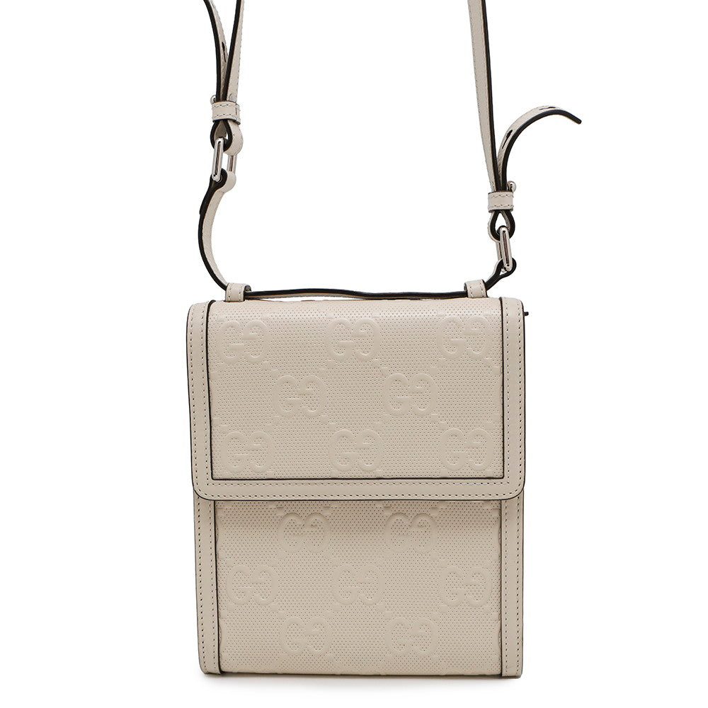GUCCI GG-embossed messenger bag White625782 Leather