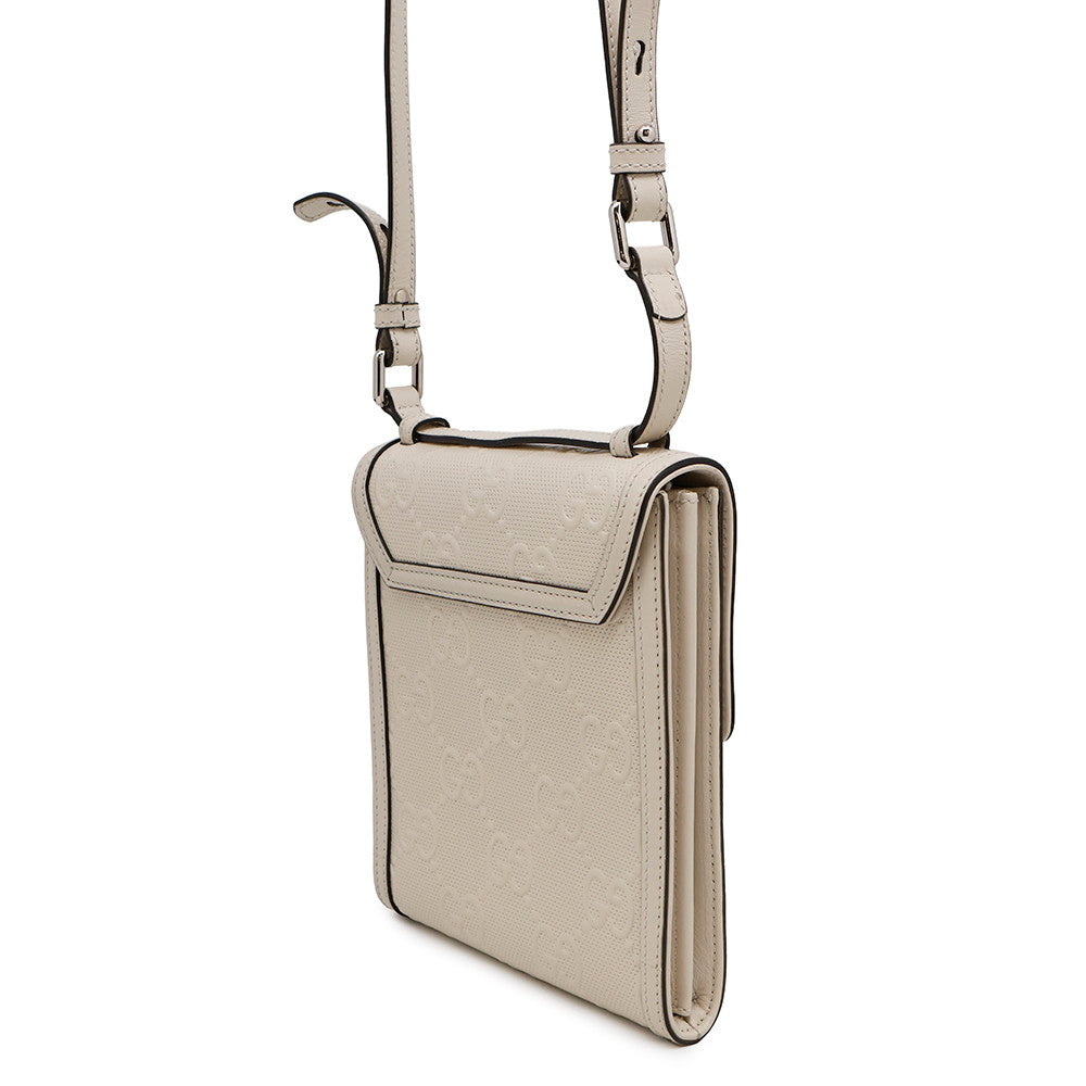 GUCCI GG-embossed messenger bag White625782 Leather