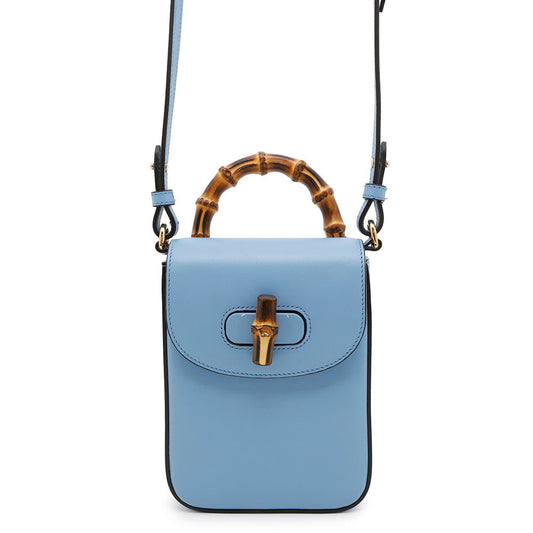 GUCCI 3WAYShoulder Bag Light Blue702106 Bamboo Leather
