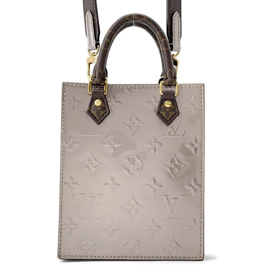 LOUIS VUITTON Petit Sac Plat MetalicTaupe Grey/GrayM90564 Monogram Vernis Leather