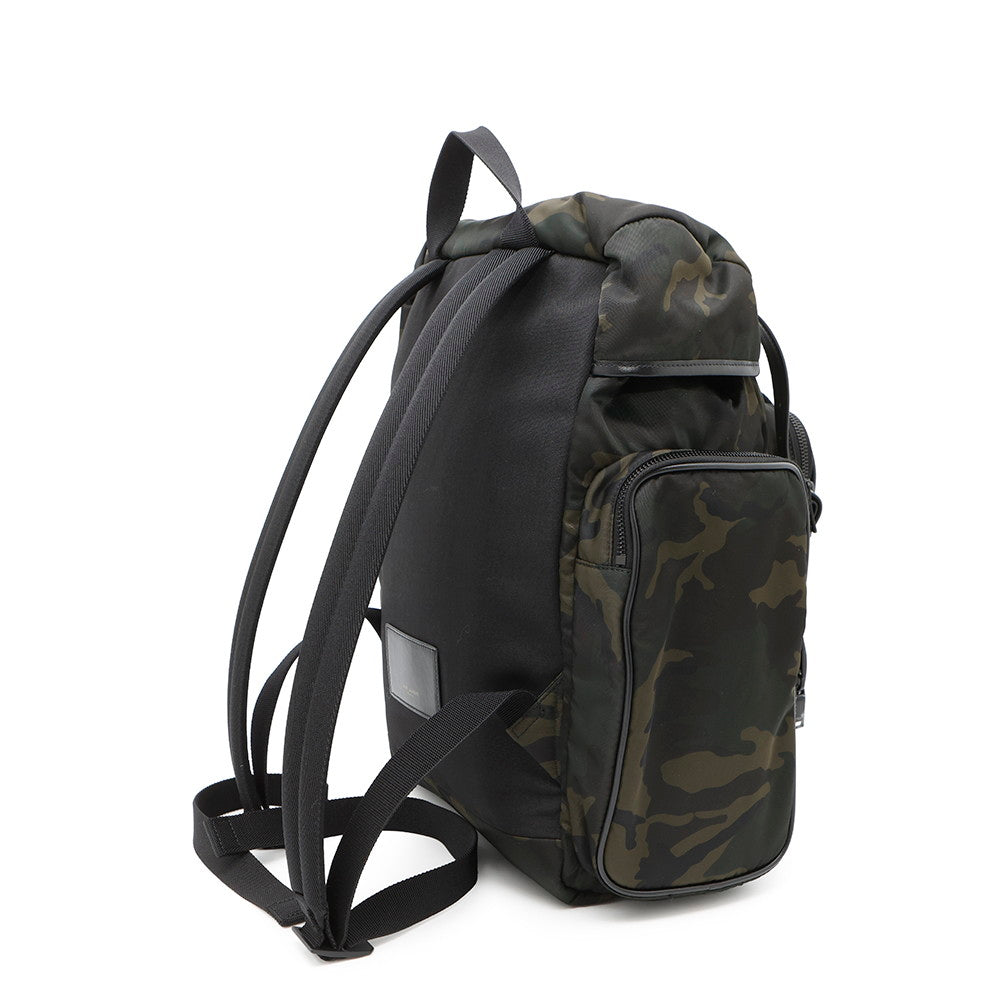 SAINT LAURENT PARIS HUNT Backpack Camouflage Green/Black437110 Nylon Leather