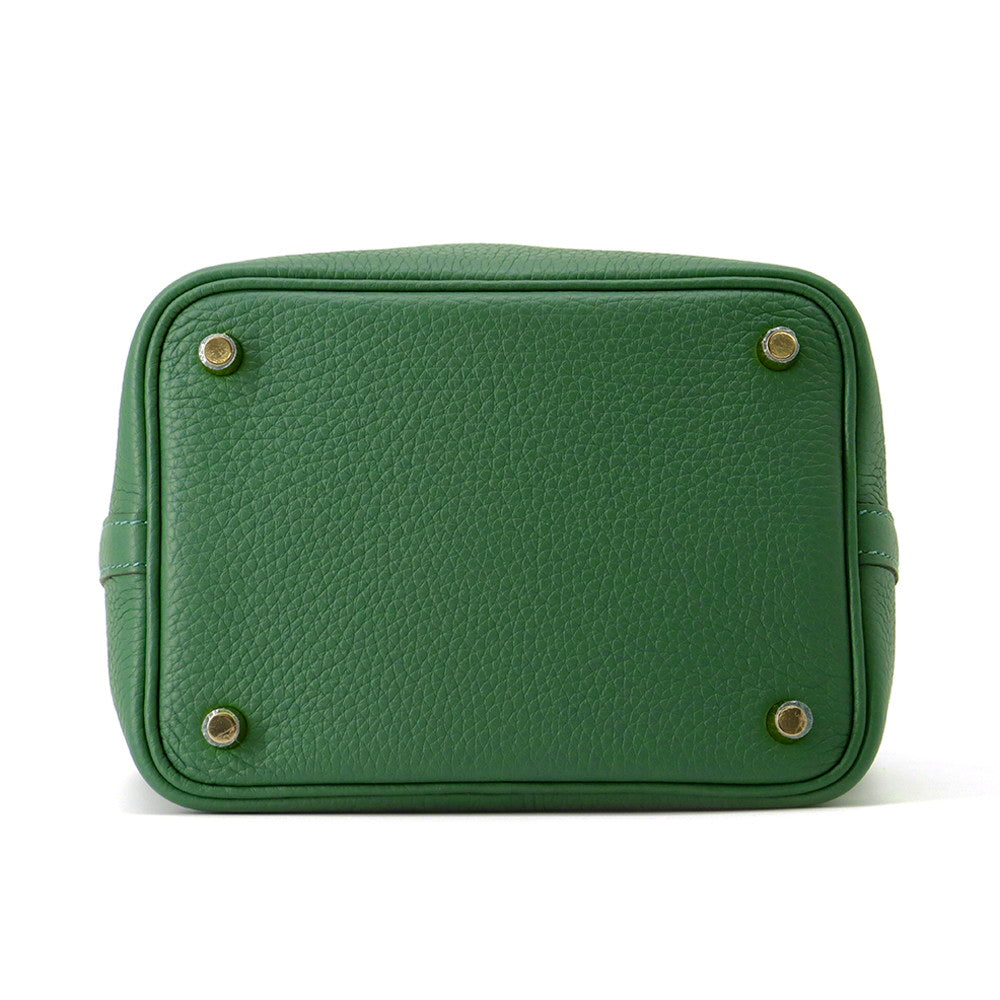 HERMES Picotin Lock Eclat Vert Moyen/Vert Peppermint Taurillon Clemence Swift Leather Size PM