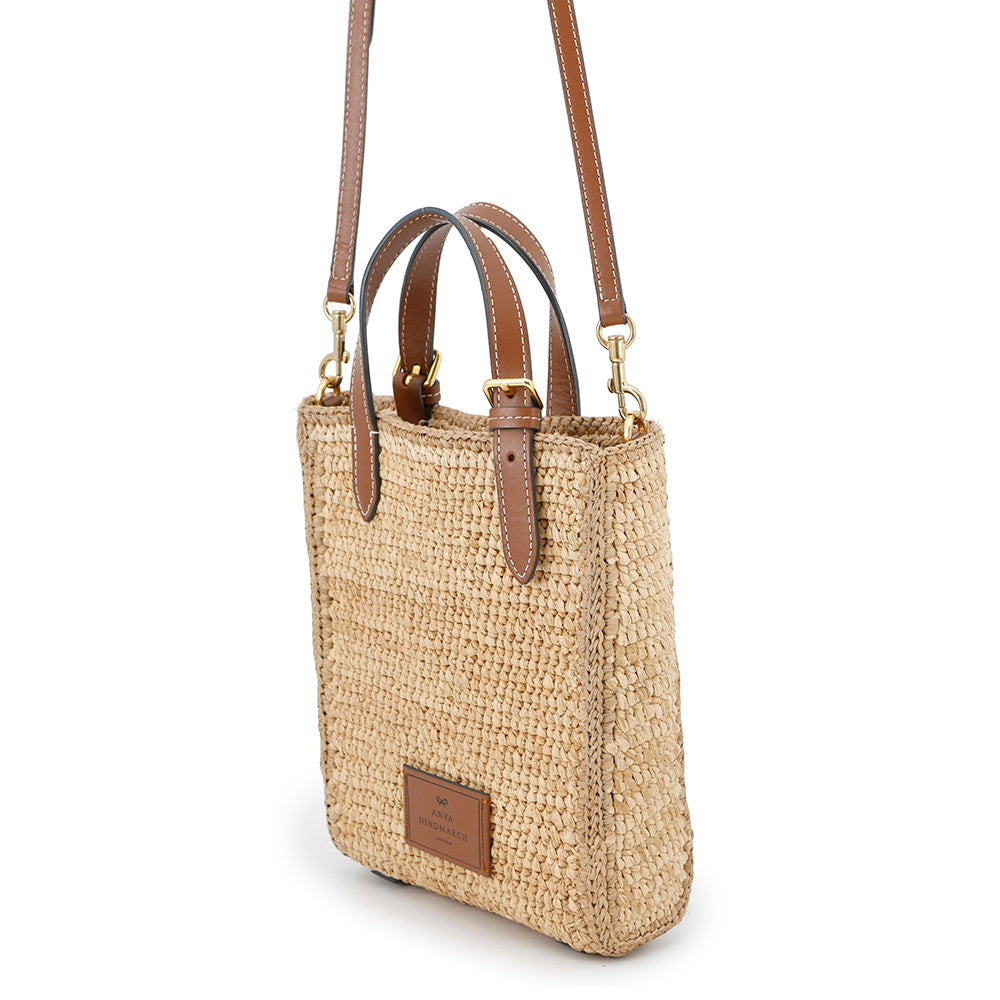 ANYA HINDMARCH Eyes N/S 2WAY Tote Bag Beige/Brown5050925189057 Raffia Leather Size Mini