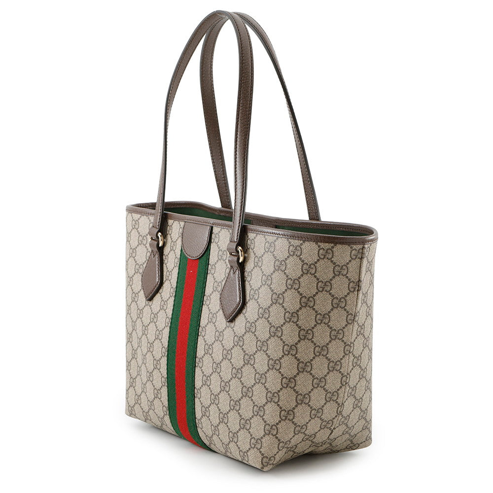 GUCCI Double G Tote Bag Beige/Brown836831 Leather PVC Size Medium