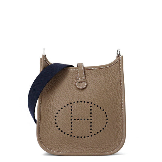 HERMES Evelyne Long Etoupe/Blue Indigo Taurillon Clemence Size TPM