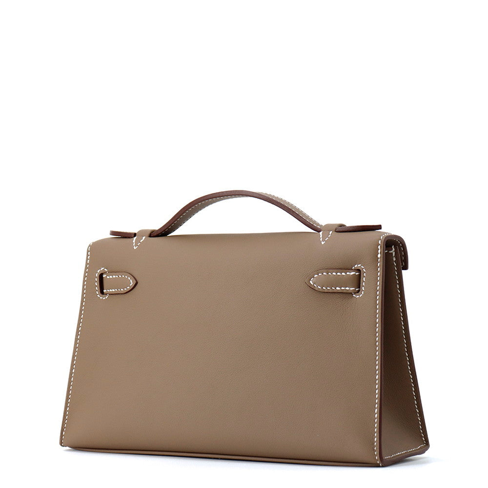 HERMES PochetteKelly Etoupe Swift Leather