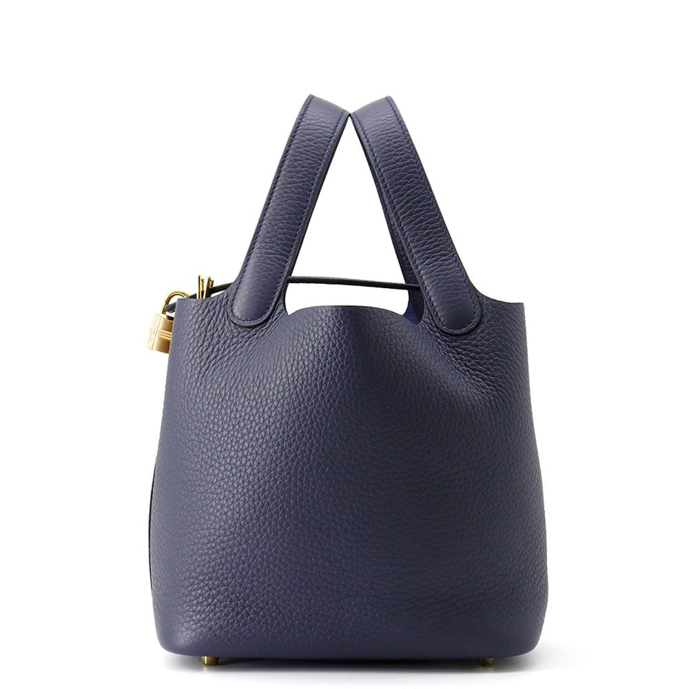HERMES Picotin Lock Blue Nuit Taurillon Clemence Size PM