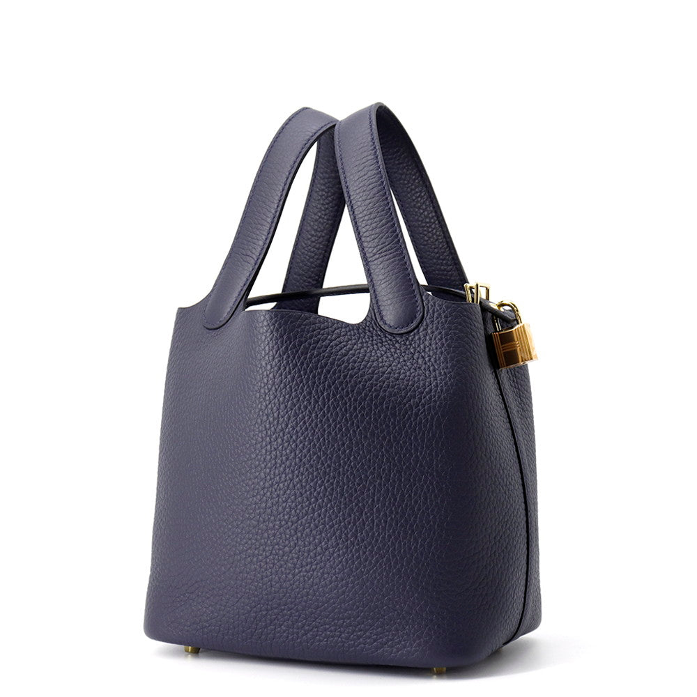 HERMES Picotin Lock Blue Nuit Taurillon Clemence Size PM