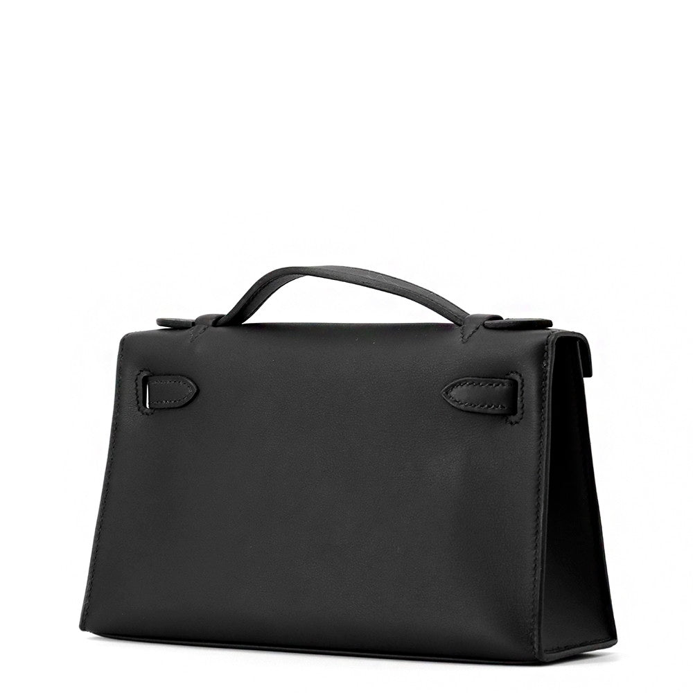 HERMES PochetteKelly Black Swift Leather