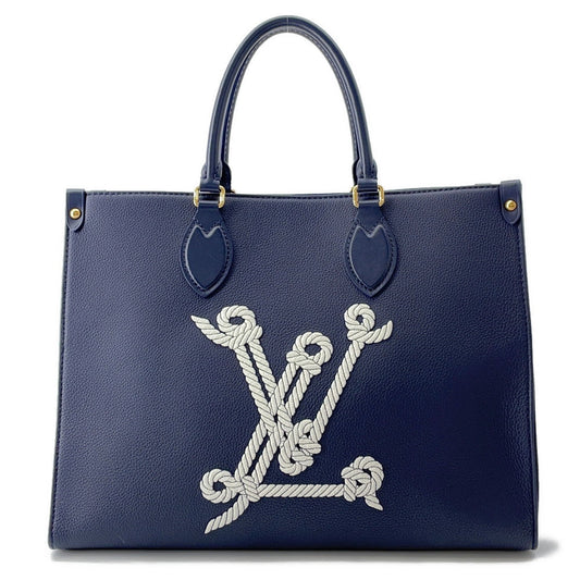 LOUIS VUITTON Onthego MM NavyM24834 Grained Calf Leather Sailor's Knot Nautical Size MM