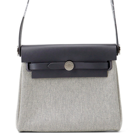 HERMES Herbag zip Ardoise/Ecru Toile H Vache Hunter Leather Size Mini