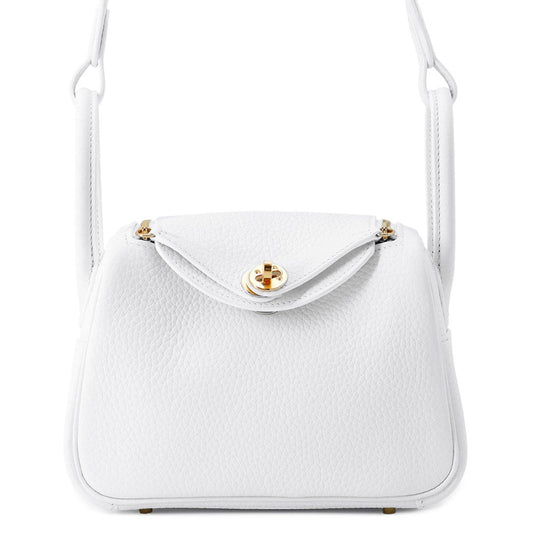 HERMES Lindy New White Taurillon Clemence Size Mini