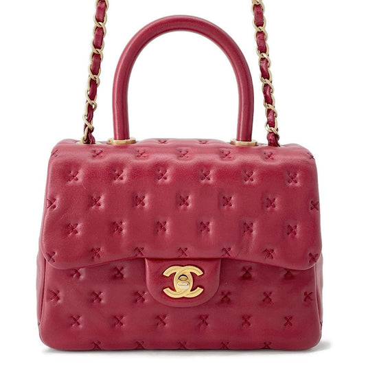 CHANEL Coco Handle 2WAY Handbag RedA98724 Lambskin Size Small