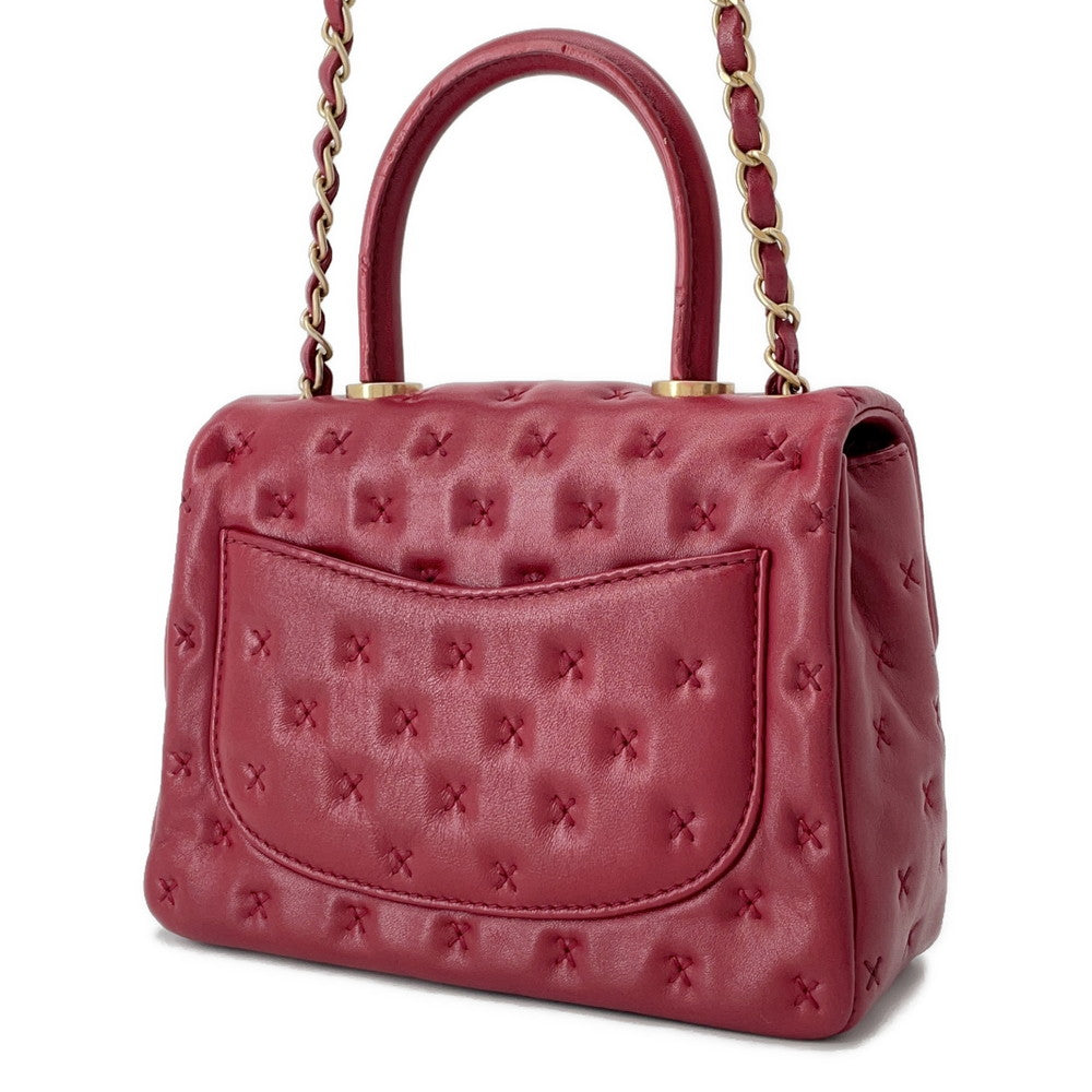 CHANEL Coco Handle 2WAY Handbag RedA98724 Lambskin Size Small