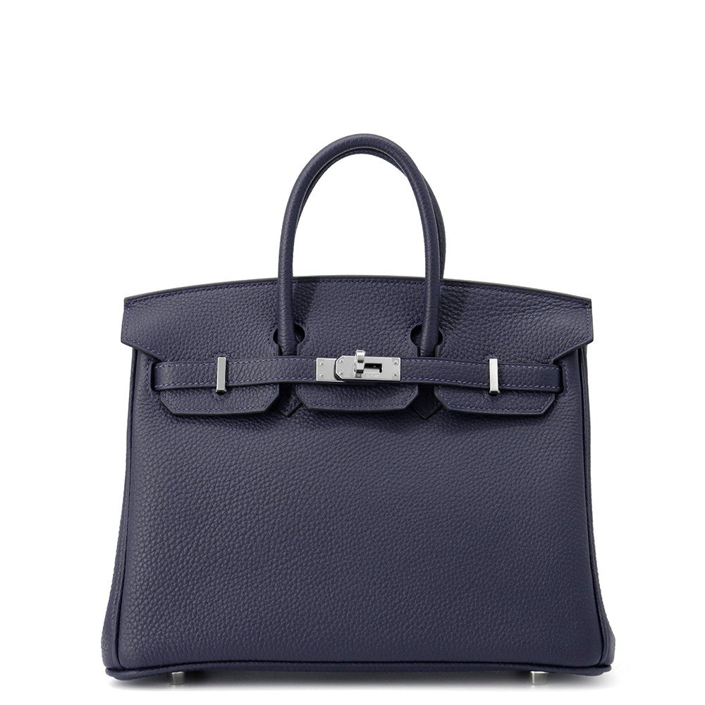 HERMES Birkin Blue Nuit Togo Leather Size 25