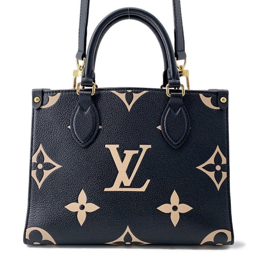 LOUIS VUITTON Onthego Noir/BeigeM45659 Bicolor Monogram Empreinte Leather Size PM